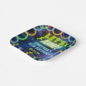 Spulen wir Trampolin Party Neon Green Glow Pappteller (Gewinkelt)