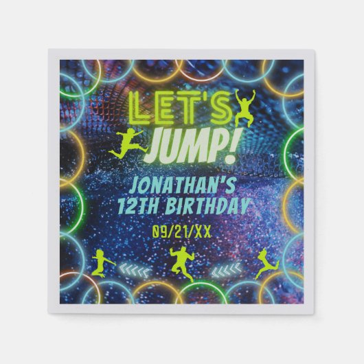 Spulen wir Trampolin Party Neon Green Glow Serviette (Vorderseite)