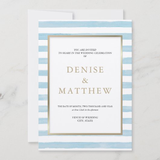 Spun Sugar Aquarellstrich und Goldbriefe in Farbe Einladung (Vorderseite)