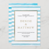 Spun Sugar Aquarellstrich und Goldbriefe in Farbe Einladung (Vorne/Hinten)