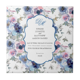Spun Sugar & Skydiver Blue Wedding Keepake Cerami Fliese