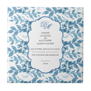 Spun Sugar & Skydiver Blue Wedding Keepake Cerami Fliese