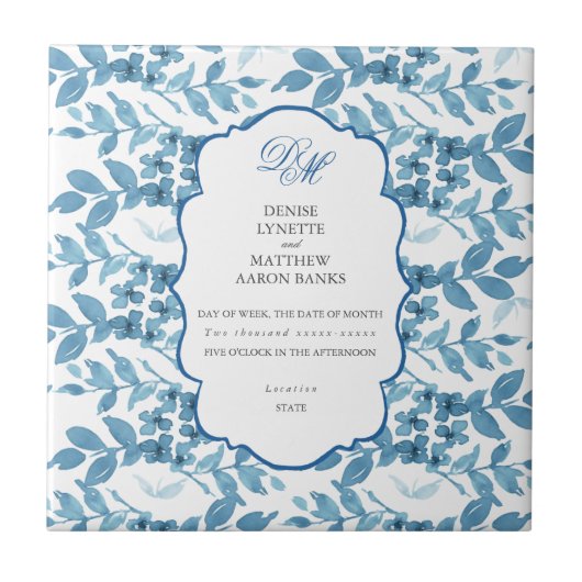Spun Sugar & Skydiver Blue Wedding Keepake Cerami Fliese (Vorderseite)
