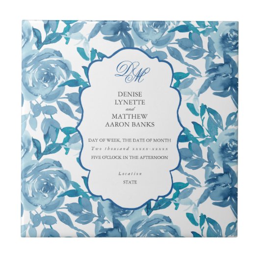 Spun Sugar & Skydiver Blue Wedding Keepake Fliese (Vorderseite)