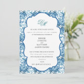 Spun Sugar & Skydiver Blue Wedding Probe Einladung (Stehend Vorderseite)