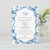 Spun Sugar & Skydiver Blue Wedding Probe Einladung (Stehend Vorderseite)