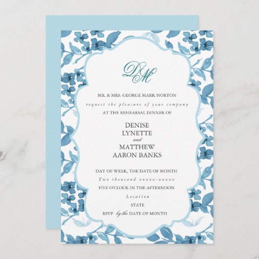 Spun Sugar & Skydiver Blue Wedding Probe Einladung (Vorne/Hinten)