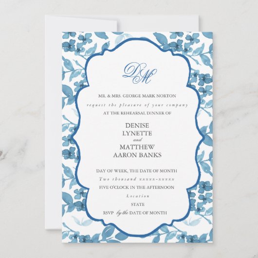 Spun Sugar & Skydiver Blue Wedding Probe Einladung (Vorderseite)