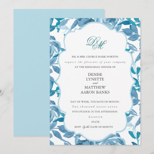 Spun Sugar & Skydiver Blue Wedding Probe Einladung (Vorne/Hinten)