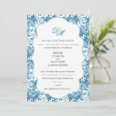 Spun Sugar & Skydiver Blue Wedding Probe Einladung (Stehend Vorderseite)
