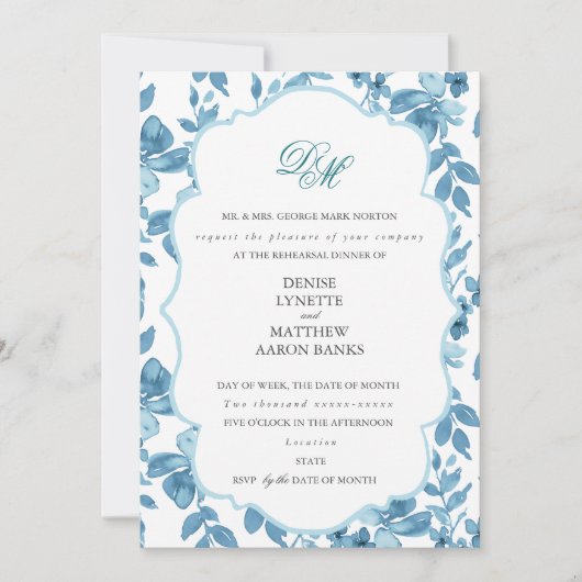 Spun Sugar & Skydiver Blue Wedding Probe Einladung (Vorderseite)