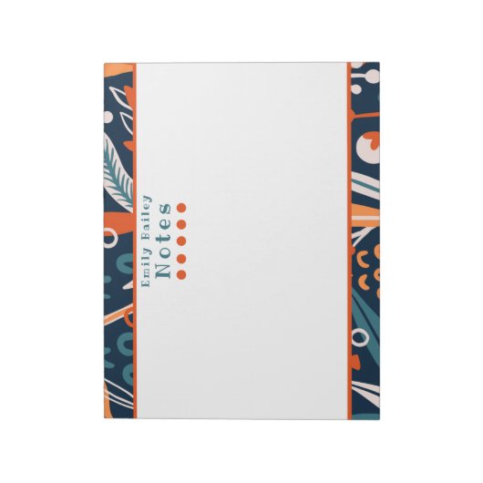 Spunky Blue & Orange Personalisiert Notepad Notizblock (Rotiert)