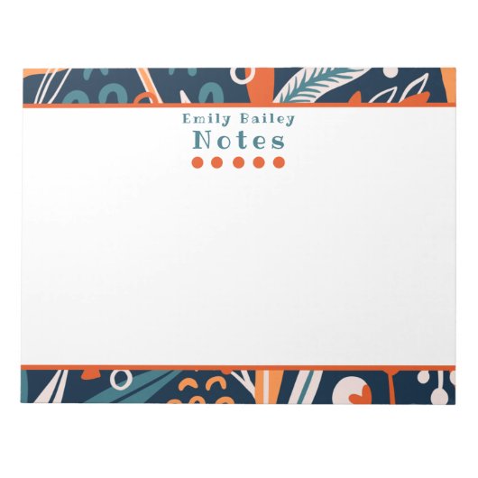 Spunky Blue & Orange Personalisiert Notepad Notizblock (Vorderseite)