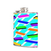 Spunky Neon Turquise Retro Vibes Fun Abstrakt Flachmann (Links)