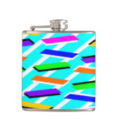 Spunky Neon Turquise Retro Vibes Fun Abstrakt Flachmann (Vorderseite)