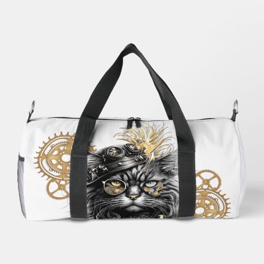 Spunky Paws Die funky Steampunk-Katze  Duffle Bag (Rückseite)