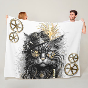 Spunky Paws Die funky Steampunk-Katze Fleecedecke