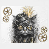 Spunky Paws Die funky Steampunk-Katze Fleecedecke (Vorderseite (Horizontal))