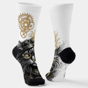 Spunky Paws Die funky Steampunk-Katze Socken