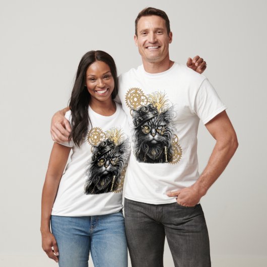 Spunky Paws Die funky Steampunk-Katze T-Shirt (Unisex)