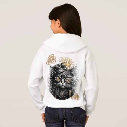 Spunky Paws The Funky Steampunk Cat Hoodie (Schwarz voll)