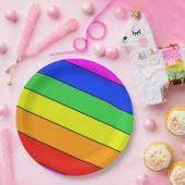 Spunky-Regenbogenstreifen in Primärfarben Pappteller (Party)