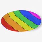 Spunky-Regenbogenstreifen in Primärfarben Pappteller (Schrägansicht)