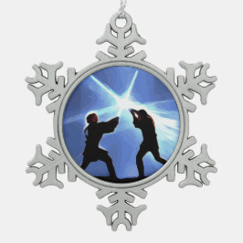 Spüre die Macht Schneeflocken Zinn-Ornament