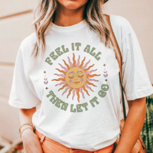 Spüre es alles, dann laß es los Retro Boho Sonne Tri-Blend Shirt