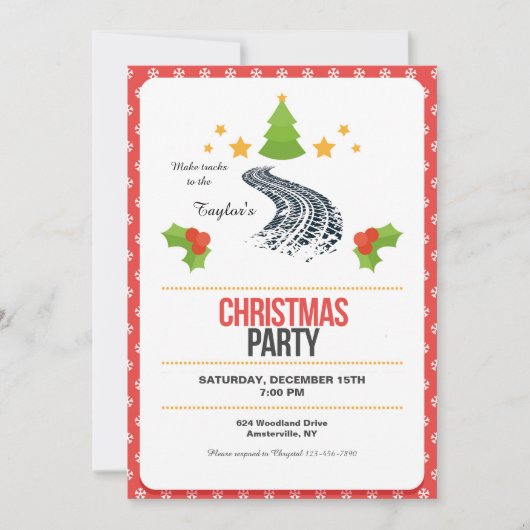 Spuren im Schnee-Weihnachts-Party Einladung (Vorderseite)