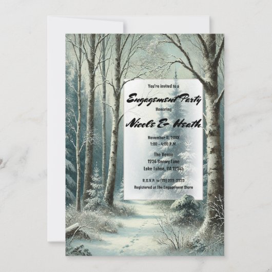 Spuren in der Rustikalen Snow-Winter-Stimmung Einladung (Vorderseite)