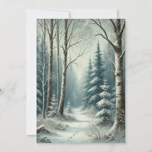 Spuren in der schneeWinter-Rustikalen Feier Einladung (Rückseite)