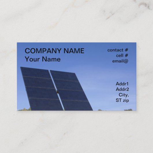 Spurhaltung des Sonnenkollektors Visitenkarte (Vorderseite)