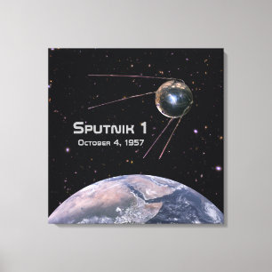 Sputnik 1 Satellit der Erde Leinwanddruck