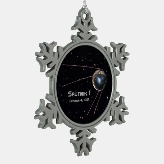 Sputnik 1 Satellit Schneeflocken Zinn-Ornament (Links)
