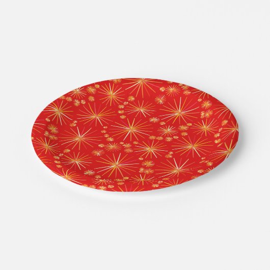 Sputnik-Muster aus der Mitte des Jahrhunderts, tie Pappteller (Schrägansicht)