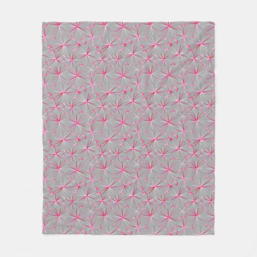 Sputnik-Muster aus der Mitte, Grau und Fuchsia Fleecedecke (Vorderseite)