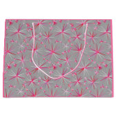 Sputnik-Muster aus der Mitte, Grau und Fuchsia Große Geschenktüte (Vorderseite)