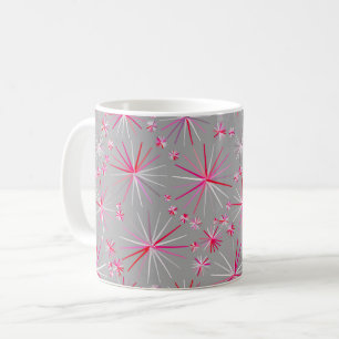Sputnik-Muster aus der Mitte, Grau und Fuchsia Kaffeetasse