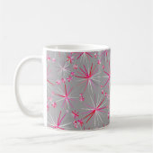 Sputnik-Muster aus der Mitte, Grau und Fuchsia Kaffeetasse (Links)