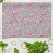 Sputnik-Muster aus der Mitte, Grau und Fuchsia Küchentuch (Gefaltet)