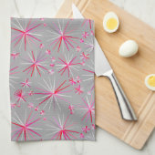 Sputnik-Muster aus der Mitte, Grau und Fuchsia Küchentuch (Viertel Falte)