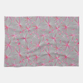 Sputnik-Muster aus der Mitte, Grau und Fuchsia Küchentuch (Horizontal)