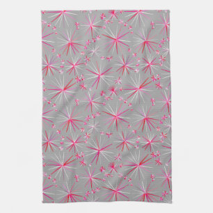 Sputnik-Muster aus der Mitte, Grau und Fuchsia Küchentuch