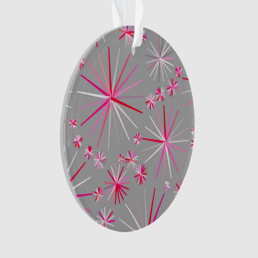 Sputnik-Muster aus der Mitte, Grau und Fuchsia Ornament (Vorderseite)