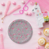 Sputnik-Muster aus der Mitte, Grau und Fuchsia Pappteller (Party)