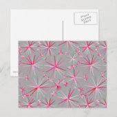 Sputnik-Muster aus der Mitte, Grau und Fuchsia Postkarte (Vorne/Hinten)