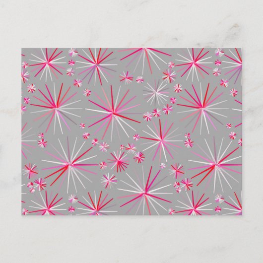 Sputnik-Muster aus der Mitte, Grau und Fuchsia Postkarte (Vorderseite)