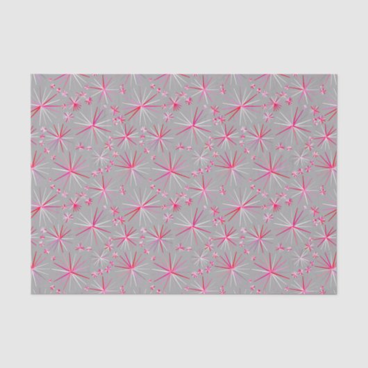 Sputnik-Muster aus der Mitte, Grau und Fuchsia Seidenpapier (Vorderseite)