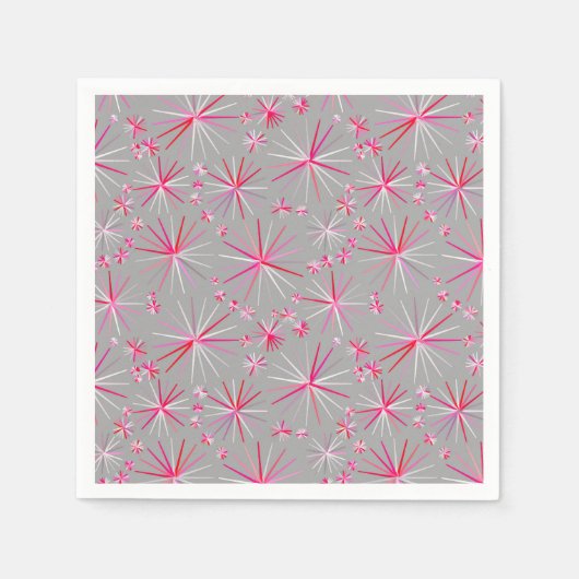 Sputnik-Muster aus der Mitte, Grau und Fuchsia Serviette (Vorderseite)
